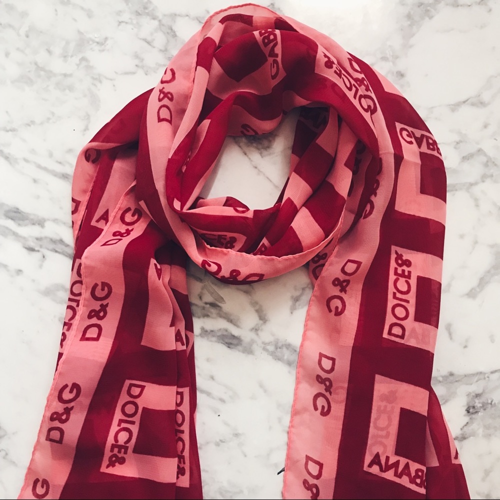 Dolce & Gabbana Pink and Red Scarf